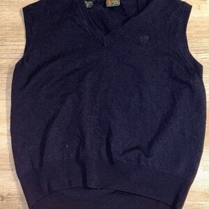 Bobby Jones 100% Wool Sweater Vest Size XL Dark Blue V Neck Lightweight Golf